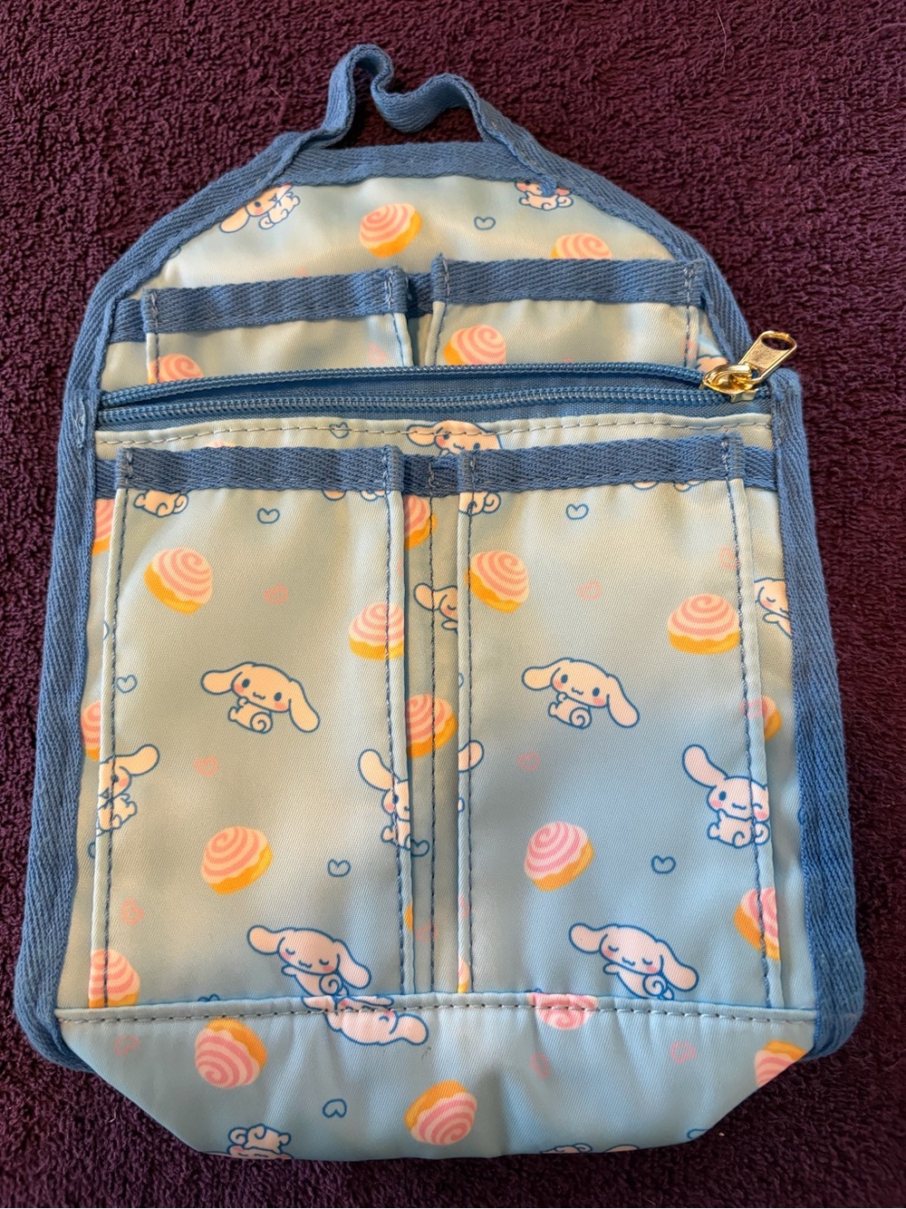 Spencer's Light Blue Bunny Print Kids Organizer Pouch with Pink & Yellow Accents